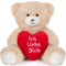 My OLi Teddy Plüschbär mit Herz Rot - Ich Liebe Dich - 18 cm Teddybär Plüschteddy Kuscheltier Schmusetier für Babys Kinder Jungen Mädchen Liebhaber Braun Hellbraun
