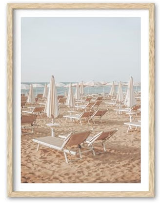 HesenDot 12x16IN Amalfi Coast Framed Wall Art Beach Canvas Print, 1Pack