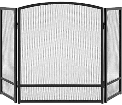 Parascintille per forni in rete Schermo for camino in rete d'acciaio semplice a 3 pannelli da 47,5x27,25 pollici, griglia di protezione dalle scintille for soggiorno, arredamento for la casa Parascint