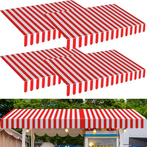 Preboun 4 Pcs Circus Awning Decor 27.6x59 Striped Carnival Tent Wall