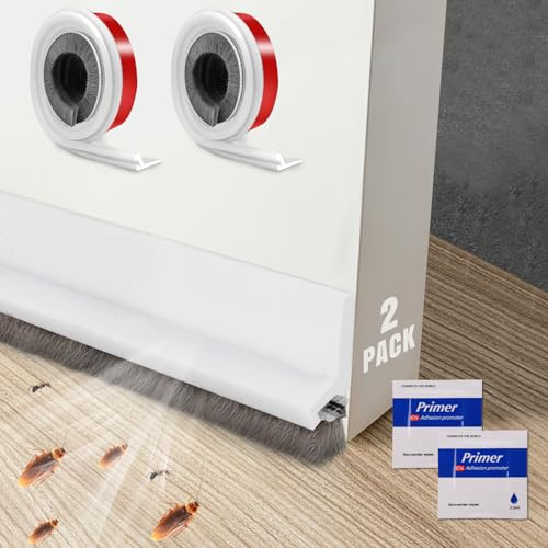 Selbstklebender Türdichtung Zugluftstopper mit Schallschutz Bürste: 2 Stück Kälteschutz Gegen Insekt Dichtungsband für Türen Dichtung Luftzugstopper für Door Stopper Windschutz Staubschut （100 * 5cm）