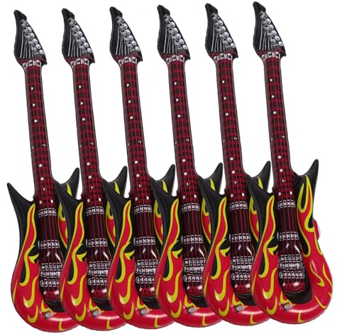 iplusmile 6pezzi Chitarra Gonfiabile Portatile Giocattolo Chitarra Riutilizzabile Accessori Gonfiabili Per Feste Bambino Bambina Decorazioni Compleanno Spiaggia