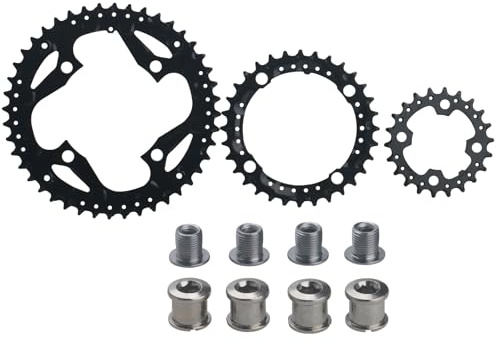 GAOHOU Triple 64/104 BCD - Juego de bielas redondas MTB 22T 32T 44T, 3 x 9 velocidades, 22T 32T 44T, placa de cadena triple para bicicleta, pieza de anillo de cadena MTB