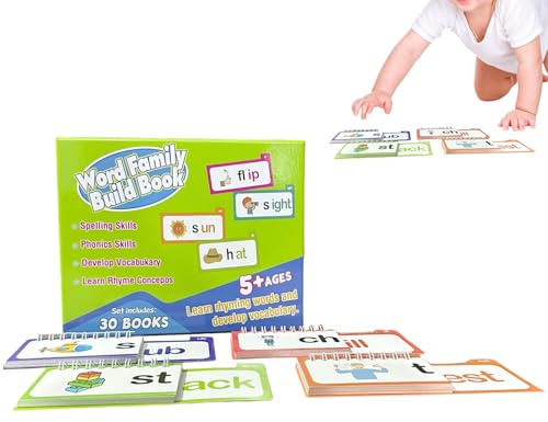 Livre pour la construction de familles de mots | Jouets éducatifs pour le vocabulaire - Cartes d'apprentissage pour la phonétique et la lecture, pour l'école maternelle, la salle de classe à la maison