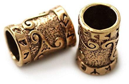 Bronze Norse Viking Celtic Beard Beads Rings, Dwarven Dreadlock Pirate Medieval Hair Beads, Pagan Jewelry