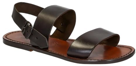 Sandali Artigianali da Uomo Fatti a Mano in Pelle Color Moro - 500 U Moro - Taglia: EU 43