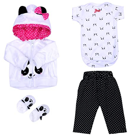 ZIYIUI Vestiti per Bambole per New Born Baby Doll, Cotone con Cappello per 18 -22 Carino Vestiti Bambolotti (45-55 cm) (Panda bianco)