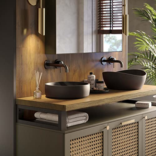 LAMO Manufaktur Waschtischplatte, Holzplatte Waschtisch, 140x50 cm (AxB), Rustikal, ohne Montageset, LWPG-01-A-003-CM