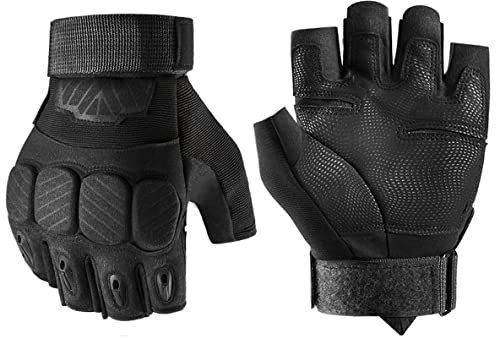 YouLpoet Fingerlose Handschuhe rutschfeste 3 Mm Eva-Handfederhandschuhe Für Sport, Radfahren, Motorrad, Wandern, Klettern, Camping, Jagd,Schwarz,L