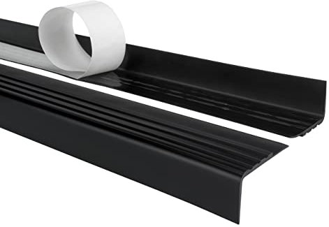Quest Treppenkantenprofil Selbstklebend 30x27mm, PVC Kunststoff Antirutsch-Profil für Treppenkanten, RM – schwarz, 130cm