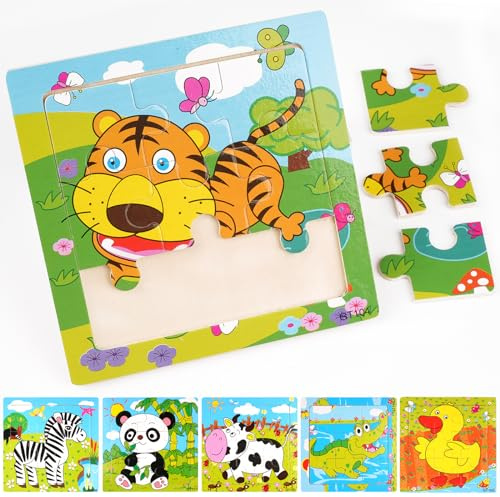 Lot de 6 puzzles en bois jouets éducatifs pour enfants de 3 à 6 ans, 9 pièces