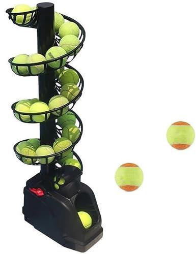 XLTEAM Tragbarer Tennisball-Werfer, Vielseitige Tennis-Wurfmaschine, Verstellbarer Winkel, Kann Etwa 30 Bälle Halten, Batteriebetrieben, Für Multi-Ball-Übungen, Anfänger, Trainer
