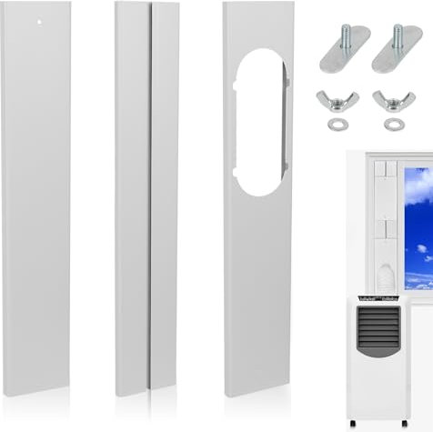 Btstil Lot de 3 plaques d'étanchéité de fenêtre pour climatiseurs mobiles, kit de guidage de fenêtre réglable pour tuyau d'évacuation d'air d'un diamètre de 13/15 cm, pour fenêtre coulissante