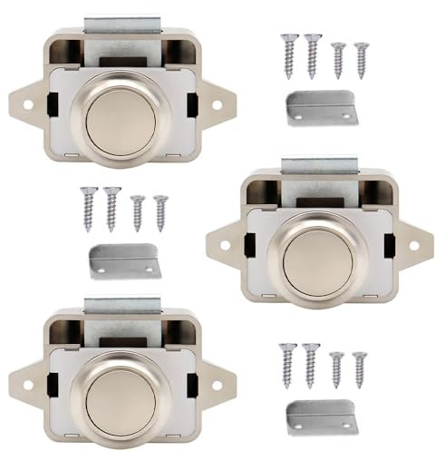 Kellegour 3 cerraduras para puertas de gabinete, para cajones, armarios, caravanas, barcos, color beige