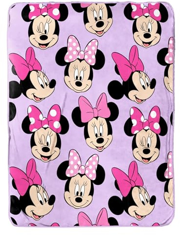 Disney Minnie Mouse 100 x 150 cm Soft Plush Throw Blanket – Cozy, Warm, and Perfect for Kids or Adults - Many Faces Design