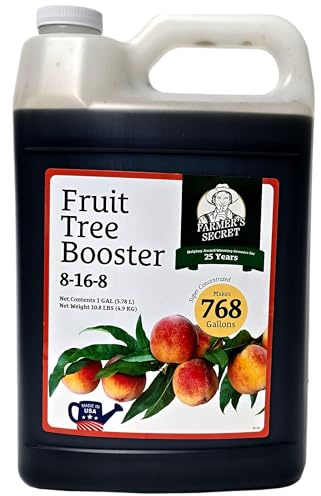 Farmer's Secret Fruit Tree Booster Fertilizer (128oz) - Super Concentrated and Phosphorus Rich - Formulated for All Fruit Trees Including Peach, Banana, and Apple