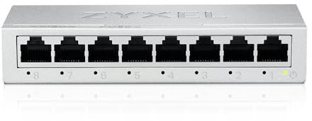 Zyxel Conmutador Gigabit de 8 Puertos | No Gestionado | Divisor de Red LAN Ethernet Splitter | Montaje en Pared o Sobremesa [GS-108B v5]
