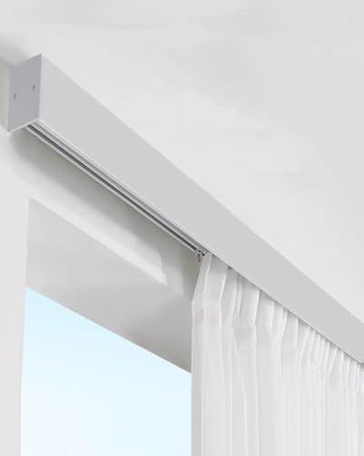Curtain Track Pelmet Panel with Single Track, Venetian Blinds Roller Cornice Frame, Window Cassette Cover for Bay Window or Room Partition