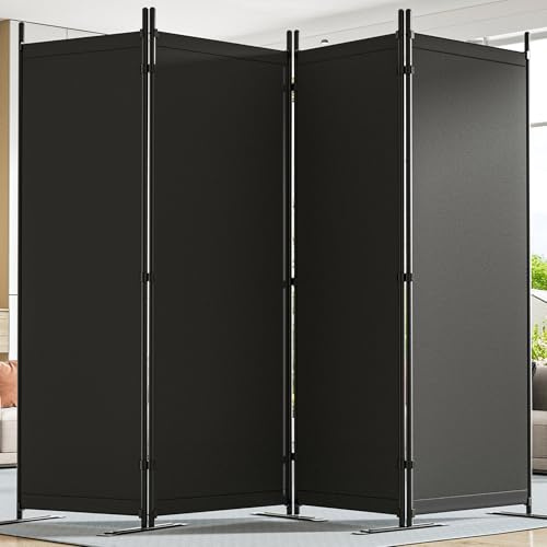 Yettsoy Room Divider 6FT Tall Folding Privacy Partition Screen, 88'' W Portable Wall Divider for Room Separation, Freestanding 4 Panel Room Divider Panel Privacy Screen for Dorm Studio Office, Black