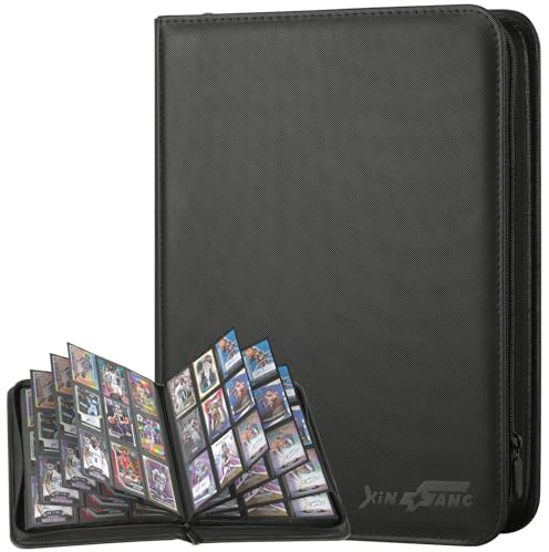 Trading Card Binder, Card Binder 9 Pocket, Premium Card Collection Binder with 576 Pockets, Zippered PU Leather Collector Album, Display Design Card Folder for MTG, TCG & All Sports Trading Cards