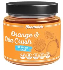 Foodwick (Foodwick Orange & Chia Crush – 285g Glass Jar – No Added Sugar Fruit Spread – 65% Oranges – Sweetened with Date Juice – Chia Seeds for Fibre – Vegan Jam Alternative – Clean Label)
