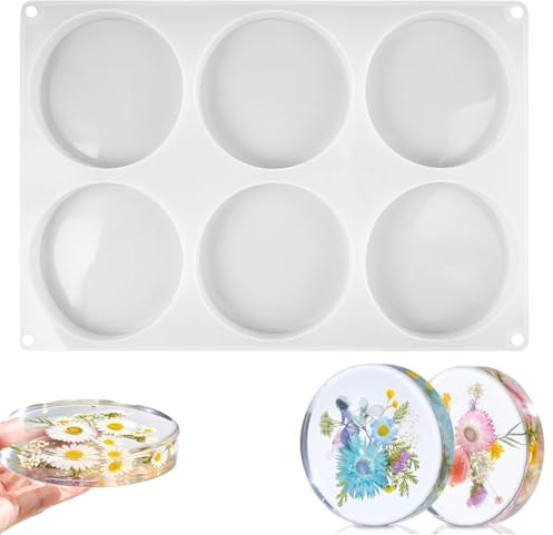 Moldes de Silicona para Posavasos, 10 cm Moldes de Resina Epoxi Redondos | Reutilizable Redondo Molde Silicona para Posavasos, para DIY Manualidades, Decoración del Hogar, Conservación de Flores