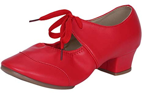 Generisch Zapatos tradicionales para mujer, zapatos de baile para mujer con suela dividida, tacón bajo estándar y latino, 40