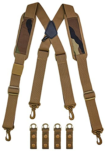 MELOTOUGH Police Duty Belt Suspenders Tactical Suspenders Law Enforcement Belt Harness with Belt Loop 4 pc, Khaki Color