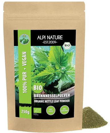 Alpi Nature Ortiga Verde Orgánica en Polvo 250g, Hojas de Ortiga Secas y Molidas, Urtica dioica