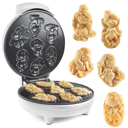 Fairy Friends Mini Waffle Maker- Creates 7 Different Fairy Shaped Waffles or Pancakes in Minutes- A Fun & Cool Magical Breakfast for Kids Adults- Electric Non-Stick Waffler Iron, Fairies Princess Gift