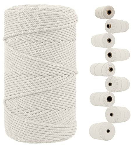 LEREATI Makramee Garn 4mm x 200m, Baumwollgarn Geflochten, Baumwollkordel, Baumwollseil, Baumwollschnur, Macrame Cord Farbig für DIY Basteln, Wandbehang, Hängepflanze, Hochzeitsbogen (Beige)
