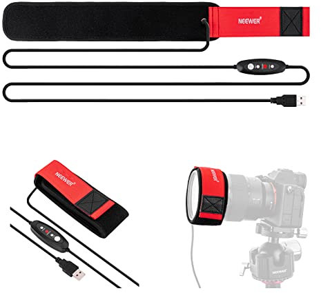 NEEWER USB Objektivheizung, 300mm Objektivwärmer für DSLR Kamera und Teleskop, 3 Temperatureinstellungen, Tauheizstreifen verhindert Tau, Nebel und Kondensation für Astrofotografie mit Teleskopkamera