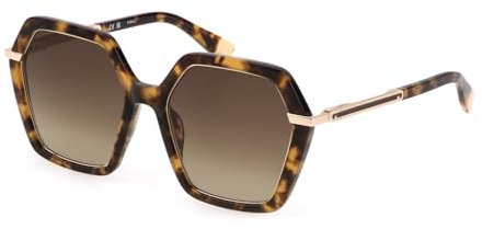 Furla Unisex SFU691 Sunglasses, 0710 Avana Marron Lucida, 54mm
