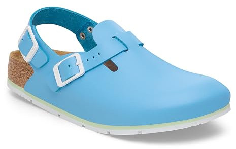 BIRKENSTOCK Tokio Pro Leder Clogs - Hochwertige Unisex Freizeit- und Berufsschuhe für Medizin, Gastronomie und Service, Farbe: Sky Blue, Gr: 39 Schmal