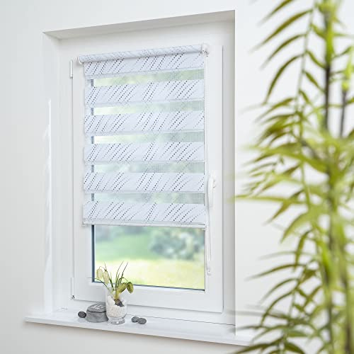 Gardinen Senay, Klemm-Fix Doppelrollo, mit verstellbaren Klemmträgern, Gemustert Karo 45cm-120cm (60x150)