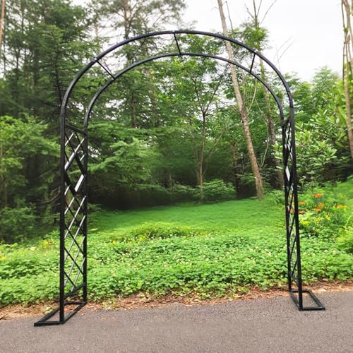 Arche de jardin pour roses grimpantes, 340 x 270 cm, support durable pour glycine et hortensia, tonnelle décorative de mariage, treillis, cadre robuste en métal noir