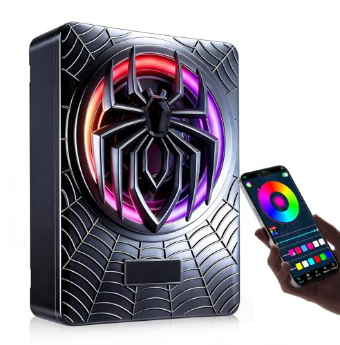 Realdio Aktiver Subwoofer für Auto, Unter den Sitzen Montierbar, Maximale Leistung 1200 W, 10 Zoll, Integriertes Verstärkermodul, Kompakter Subwoofer, App-gesteuerte RGB-Umgebungsbeleuchtung