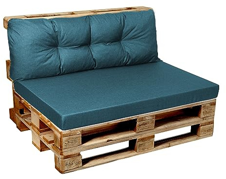 Garden Factory Palettenkissen Palettenauflagen Sitzkissen, Rückenlehne, Set, Gesteppt + Flach (Sitzkissen Flach 120x60, Türkis)
