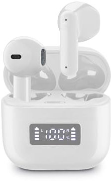 Cellularline Tone TWS Bluetooth Écouteurs à Capsule avec ENC (Environnement Noise Cancelling), 4 Microphones, écran LED, Total Play Time 20 Heures, Blanc