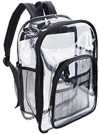 FISHSHOP Sac à Dos Transparent Étanche,Sac à Main Unisexe Sac à Dos D'école Transparent PVC,Pour le Travail, Les Voyages de Sécurité, Les Concerts et Les événements Sportifs (L)