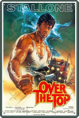 Oedrtqi Filmposter Over the Top von Sylvester Stallone, Kunstdruck, Metall-Blechschild, 30,5 x 20,3 cm, lustige Männerhöhle, Zuhause, Büro, Bar, Dekoration