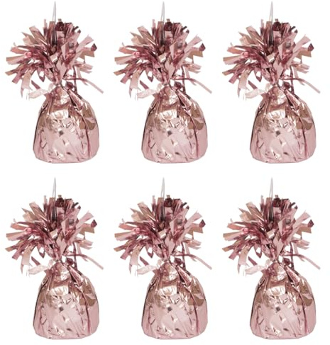 PARTYRAMA.CO.UK Foil Helium Balloon Weights - Pack of 6 - Durable & Colourful Baby Pink Balloon Weights for Birthdays Parties, Events & Celebrations - Perfect Balloon Weight Holders