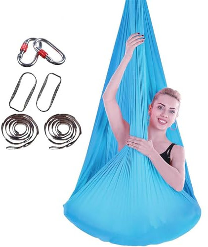 Mixtric Yoga-Schaukel, Aerial-Yoga-Schaukel Aus Seidenfaser, Geringe Dehnbarkeit, Leichtgewichtige Yoga-Hängematte, Aerial-Yoga-Trainingszubehör Für Zuhause,04,4 * 2.8m