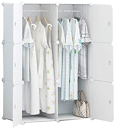 Armario colgante de 6 puertas con diseño a prueba de polvo y armario de esquina, fácil instalación, solución de almacenamiento versátil para dormitorio y dormitorio