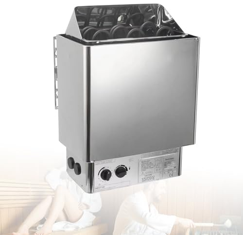 Stufa per Sauna, Stufa Elettrica in Acciaio Inox da 4,5/6/8/9 Kw, Stufa per Bagno Turco con Comandi Integrati, Timer da 3 Ore e Temperatura Regolabile, Stufa per Sauna a Vapore Secco,4.5KW-110V
