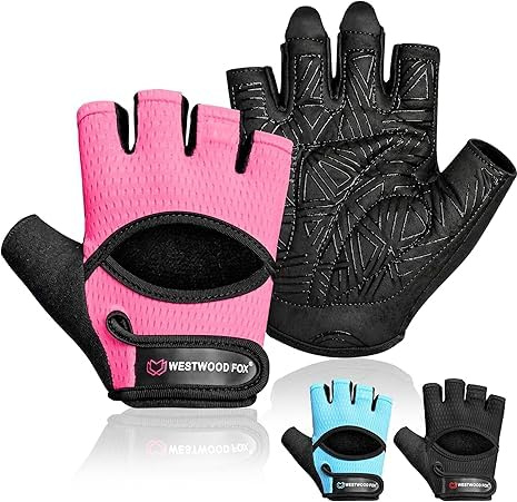 WESTWOOD FOX Guantes de gimnasio para hombres y mujeres: guantes ventilados para levantamiento de pesas, fitness, ciclismo y entrenamiento con acolchado grueso, protección completa de la palma, agarre