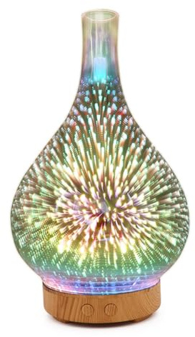 Agmoctz - Difusor de aceites esenciales de cristal 3D silencioso de 100 ml para dormitorio y oficina