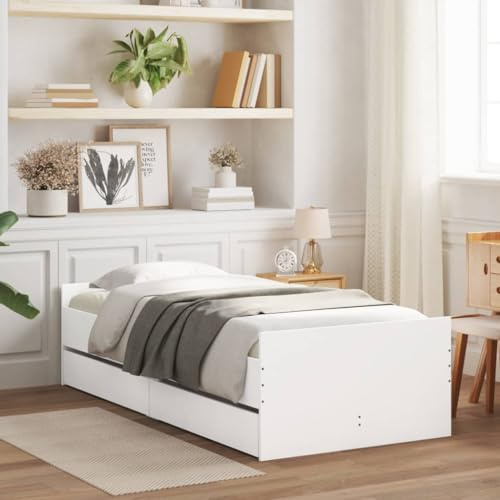 Brokky Estructura de Cama con cajones Cama de día sofá Cama con cajones Cama Individual Juvenil-Blanco-90 x 190 cm