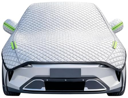 Mezza copertura per auto, universale, in pellicola di alluminio, antivento, con fodera in cotone, protezione per tutte le stagioni contro neve, raggi UV e , per parcheggio all'aperto, auto, SUV