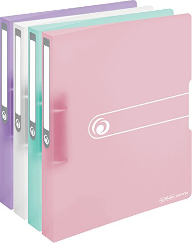 Ringbuch A4 PP 2-Ring 3,8cm Pastell transparent 4er-Pack sort.